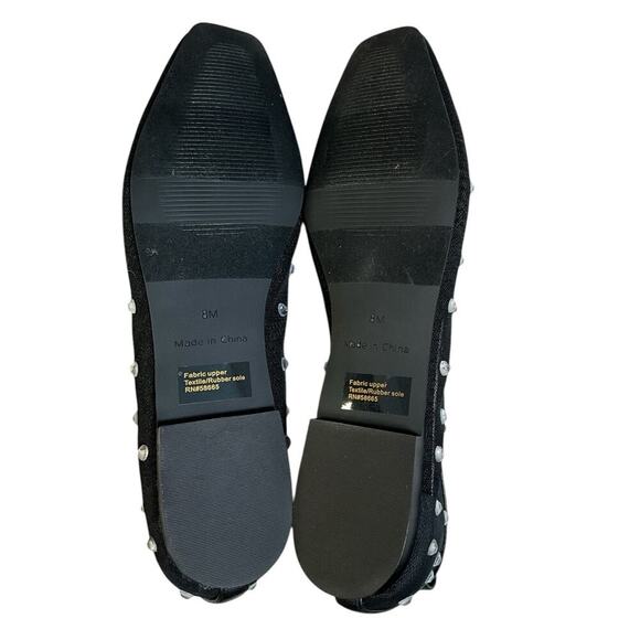 Open Edit Ballet Flats Black Mesh Sparkling Crystal Dazzle Rubber Sole Size 8 - Picture 6 of 8